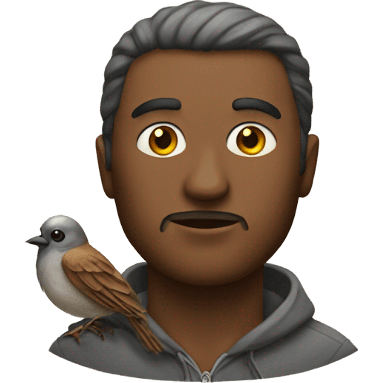 A man wth sparrow head emoji