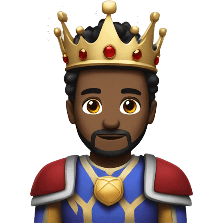 a white king with a crown, wearing blue, almost purple and red armor, black hair like jimmy neuton and dont have beard. emoji