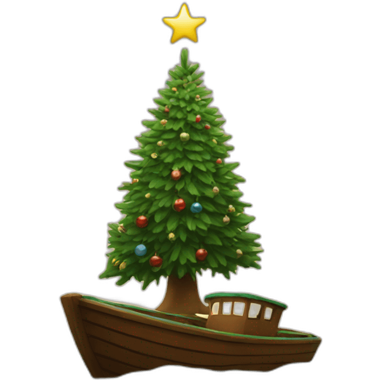 christmas tree on a boat emoji