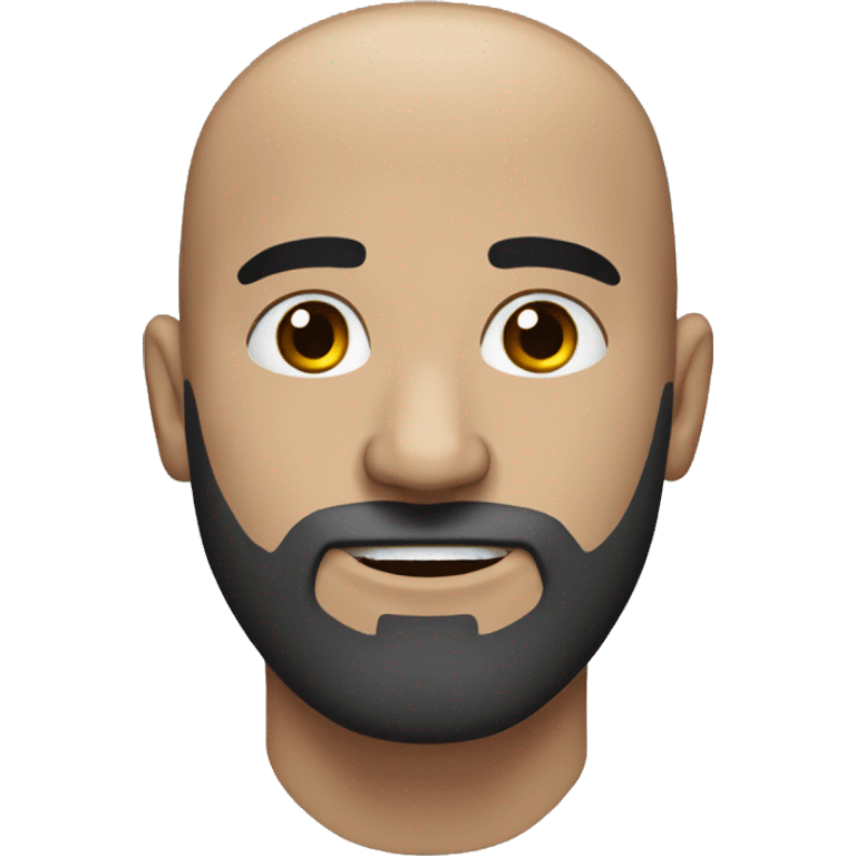 Bald guy with a black beard with some grays and dark brown eagle eyes and strong bushy eyebrows emoji