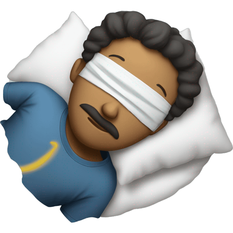 A man have mask and sleeping on bed emoji