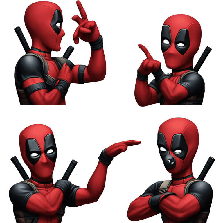 Deadpool doing hand gesture while talking emoji