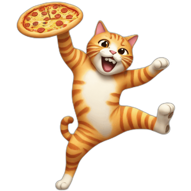 heavy cat dancing with pizza emoji