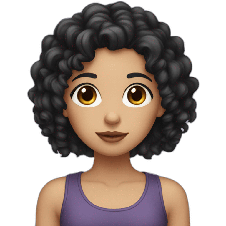 girl with long black curly hair and eyelashes  emoji