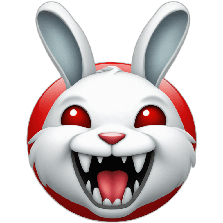 evil white rabbit with sharp fangs with red around mouth emoji