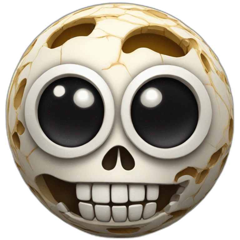 3d sphere with a cartoon Skeleton skin texture with big kind eyes emoji