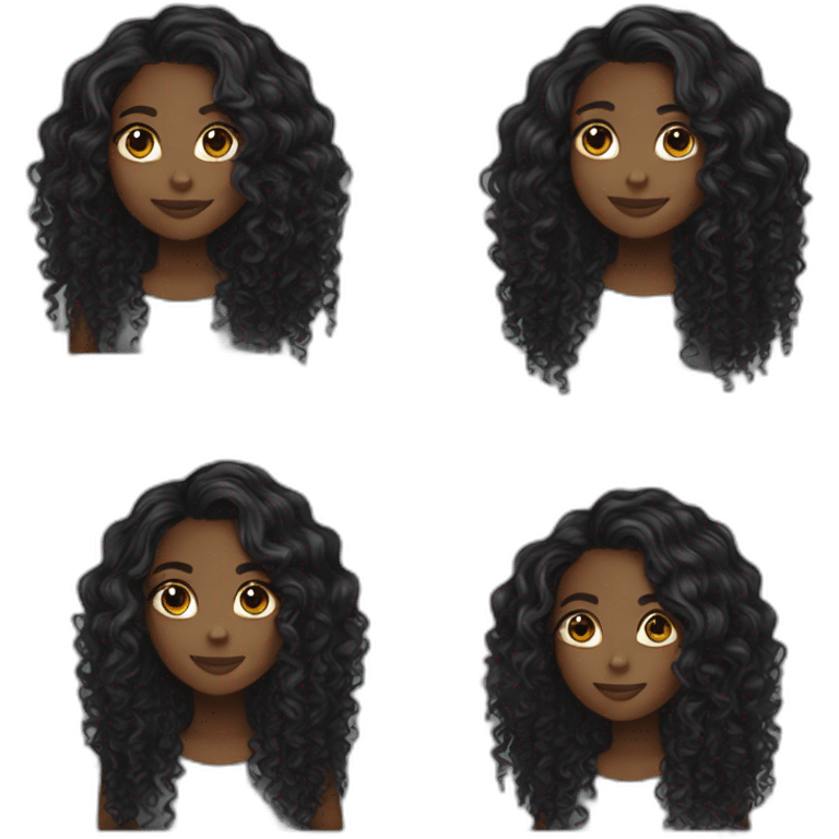 Beautiful black teenager with long curls emoji