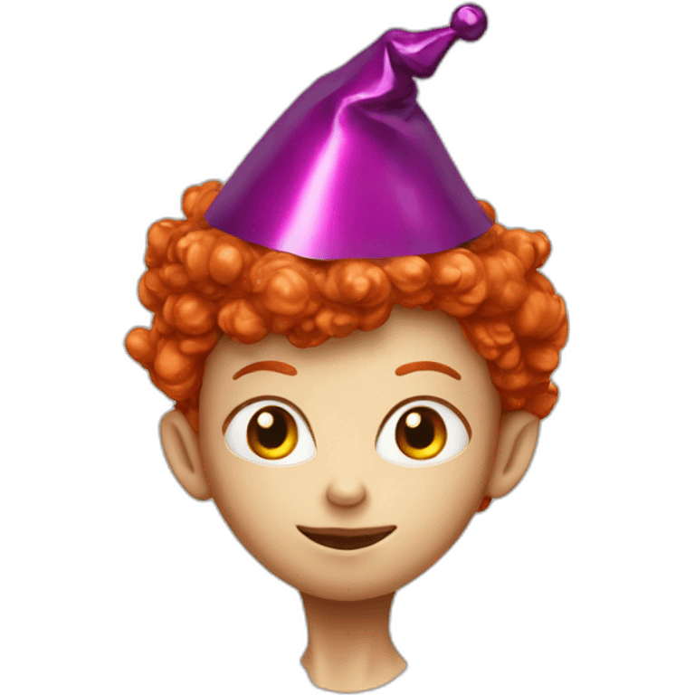 Redhead alien with party hat emoji