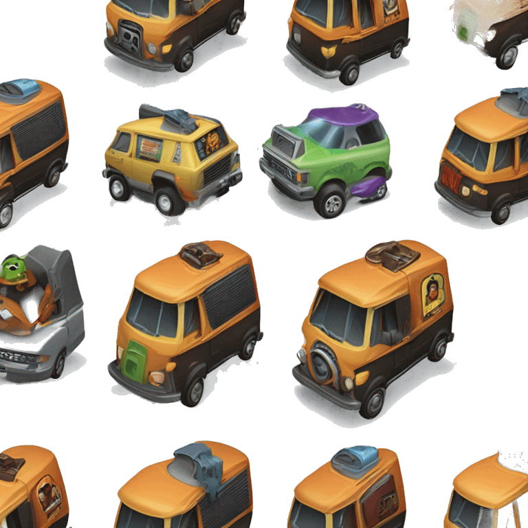 Tonka Toys Darth Vader’s and Scooby Doo’s, Velma, Shaggy, Daphne, and Fred’s mystery machine ghost hunters van emoji