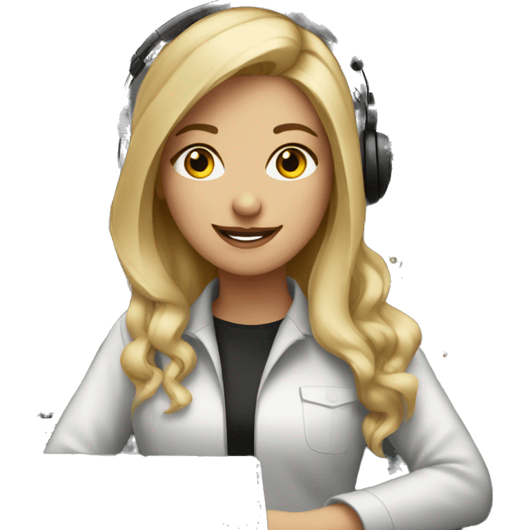 Audio technician girl blonde with an audio desk emoji