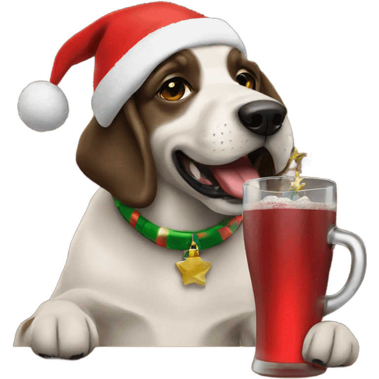 Dogs drinking celebrating Christmas  emoji