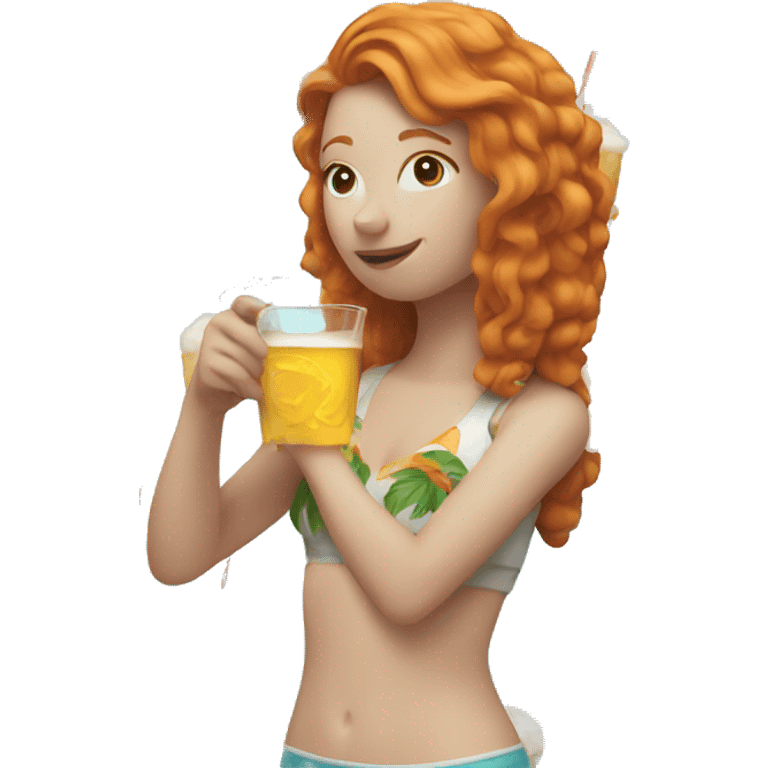 ginger girl drinking malibu emoji