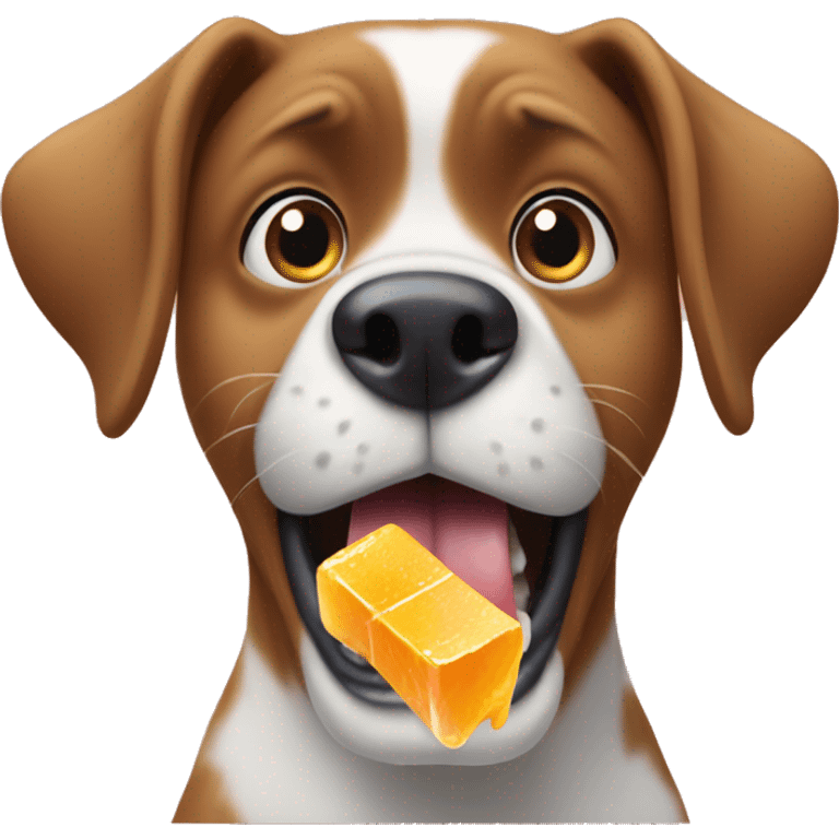 A surprised dog eating ice cube  emoji