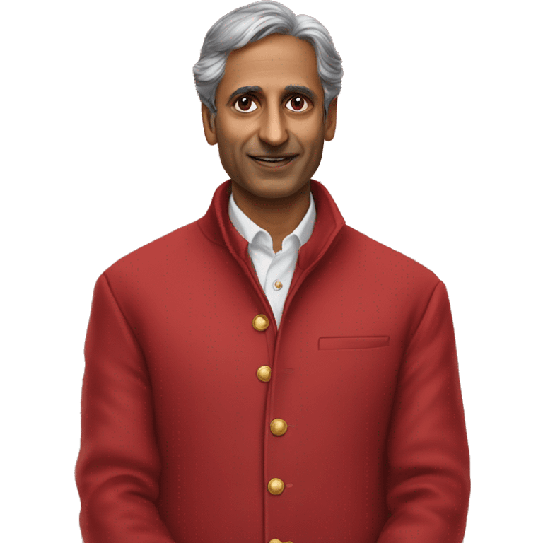 Shiv Aiyar in red jacket emoji