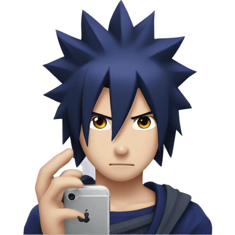 Sasuke uchiha with a iphone emoji