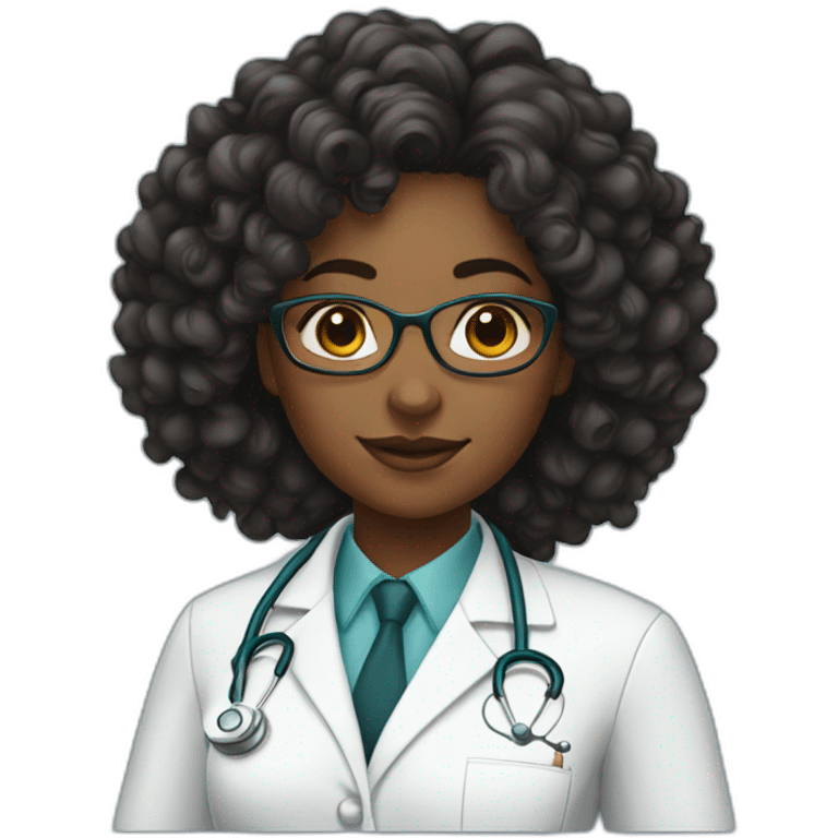 black woman doctor curly hair emoji