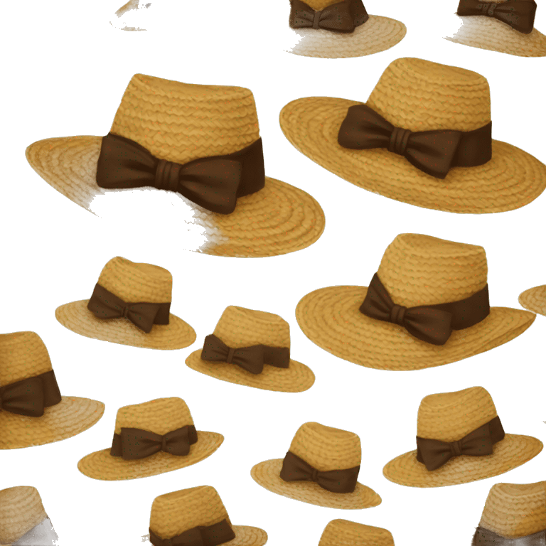 straw hat with bow brown emoji