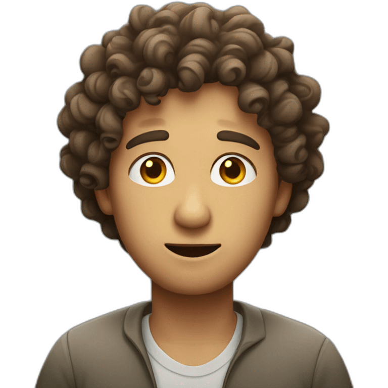 A curly-haired man shrugging emoji