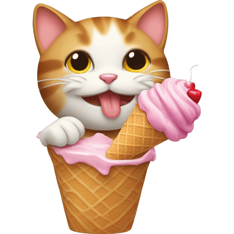 Kitty eating ice cream  emoji