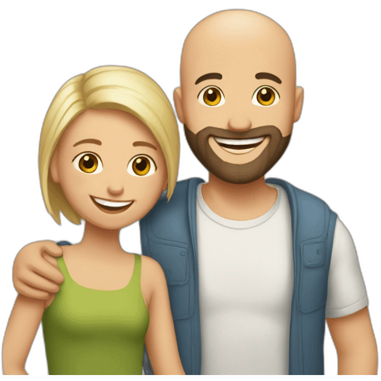 Happy-secret-couple-bald-guy-with-beard-with-boy-haircut-girl-hugging emoji