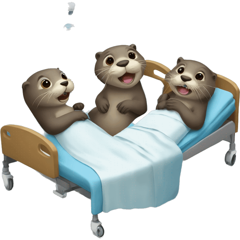 Three otters in a hospital emoji