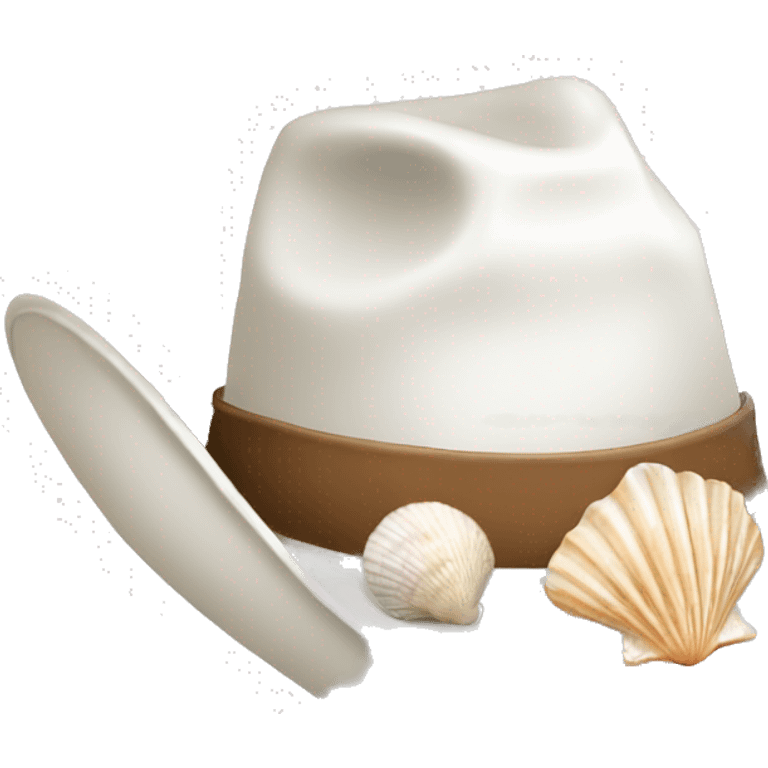 White cowgirl hat with seashell band emoji