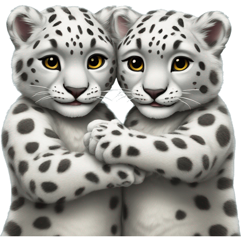 Two snow leopards holding hands emoji