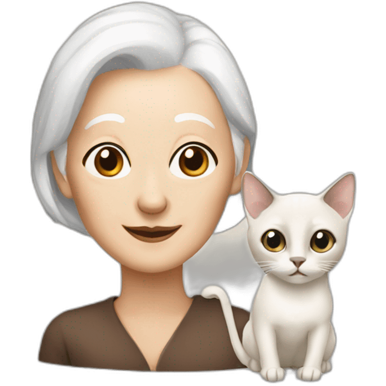 siamese cat and old lady with white hair emoji