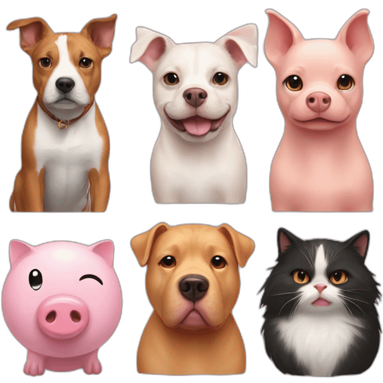 Cat and dog and pig and bird emoji