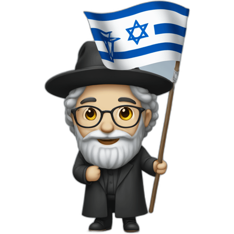 rabbi with Sidelocks holding israel flag emoji