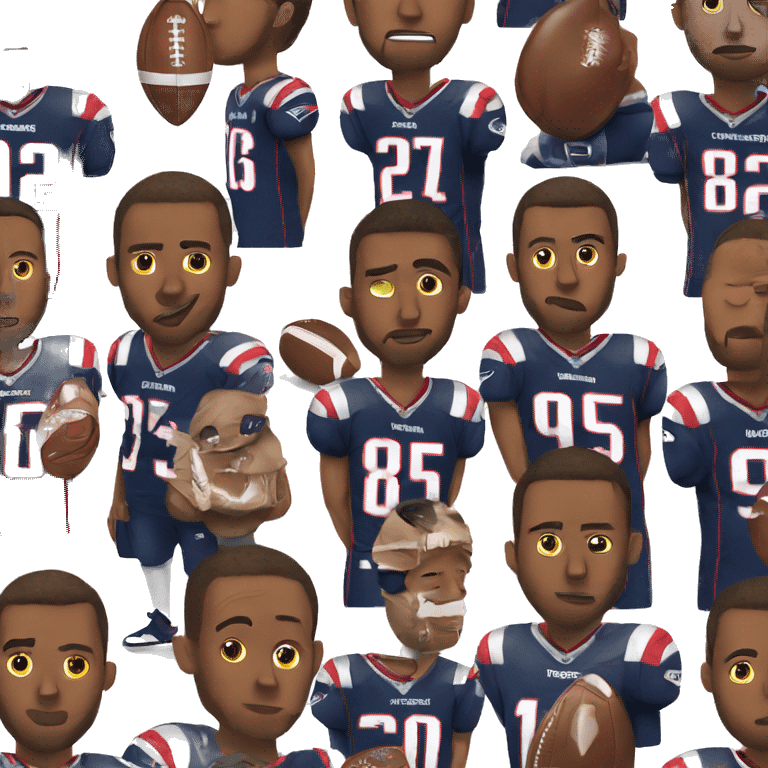  football player wearing patriots jersey smelly emoji