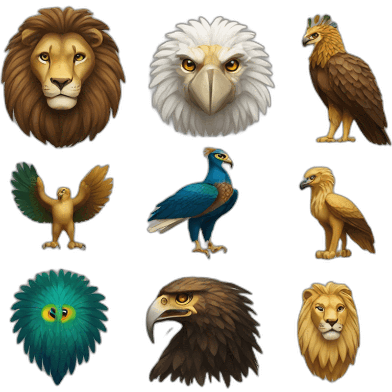 eagle peacock lion emoji