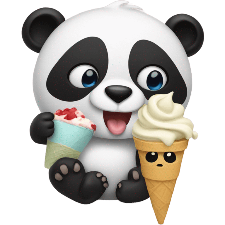 Panda eating ice cream emoji