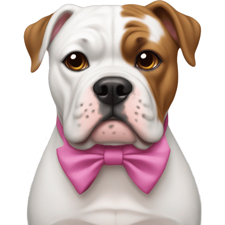 American bulldog wearing a bow emoji