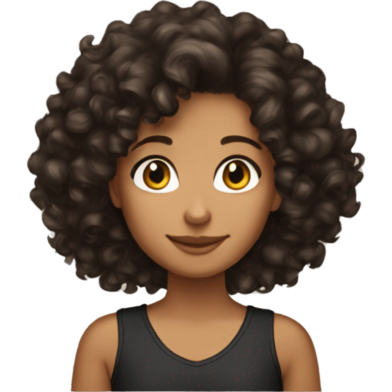 Brown curly hair tan skin girl with black curly hair tan skin mom emoji