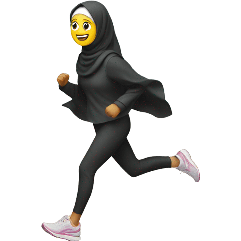 running with hijab beside the beach emoji