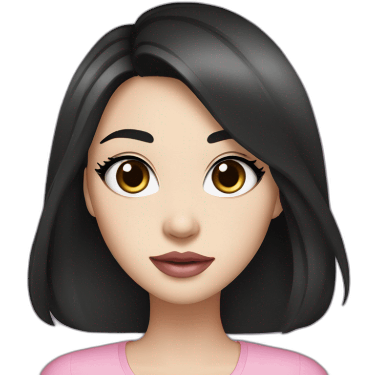 Beautiful woman,Black hair,long hair,White skin,oval face,big eyes,Blackeyes,Pink lips,Chinese emoji