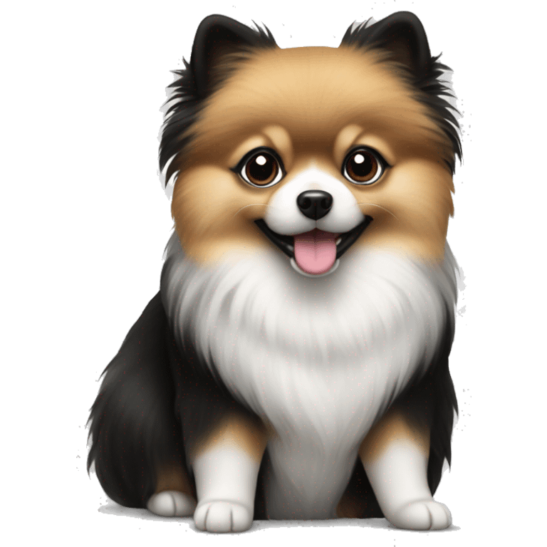 Black and white Pomeranian  emoji