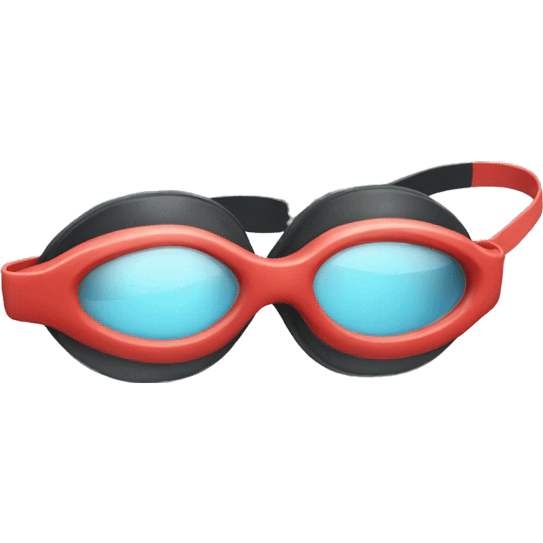 swimming goggles with red frame，cat-eye or spindle-like form emoji