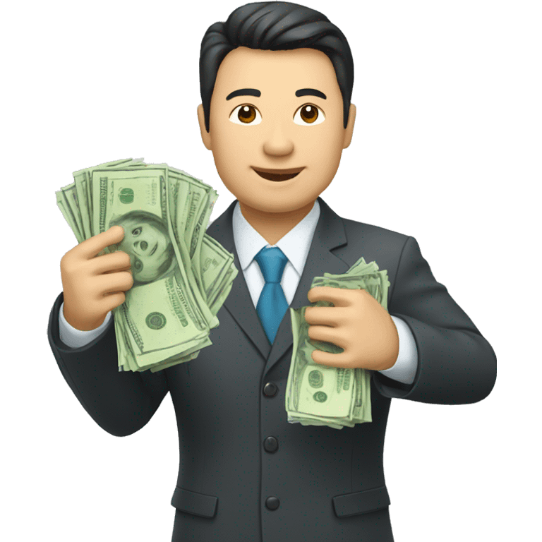 kazakh businessman with money in hands emoji