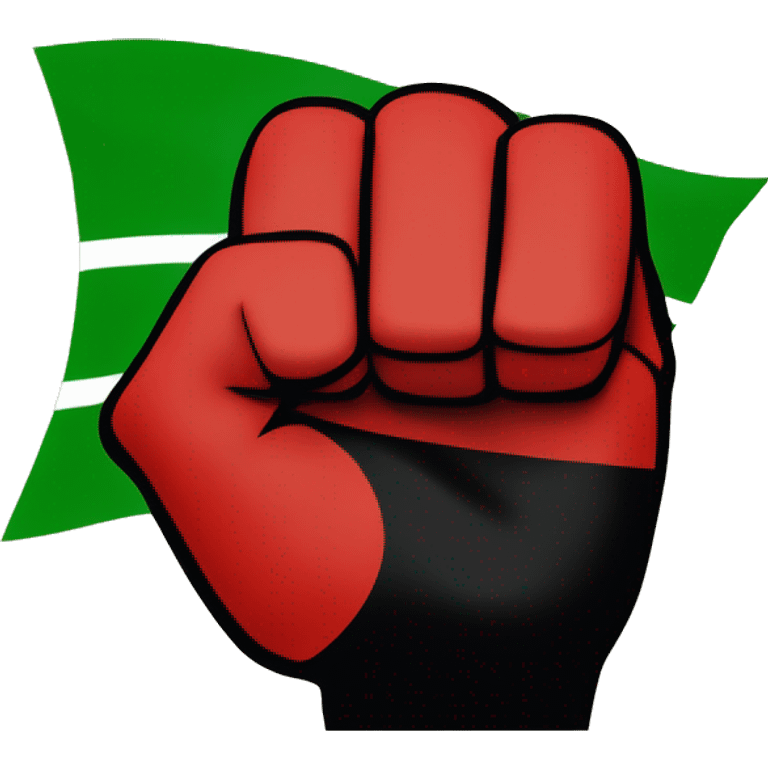 Black Power Fist and Red and Black and Green Flag  - Juneteenth - Freedom is NOT free ! emoji