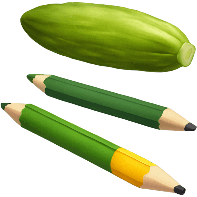 Pencil with a pickle emoji