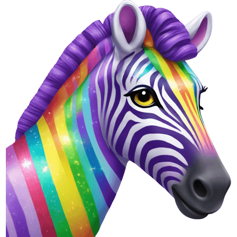 Lisa frank rainbow zebra with glitter purple stripes emoji