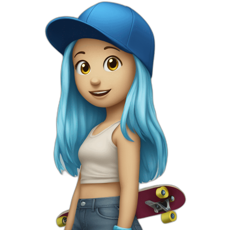 Little blond girl with blue beanie on skateboard emoji