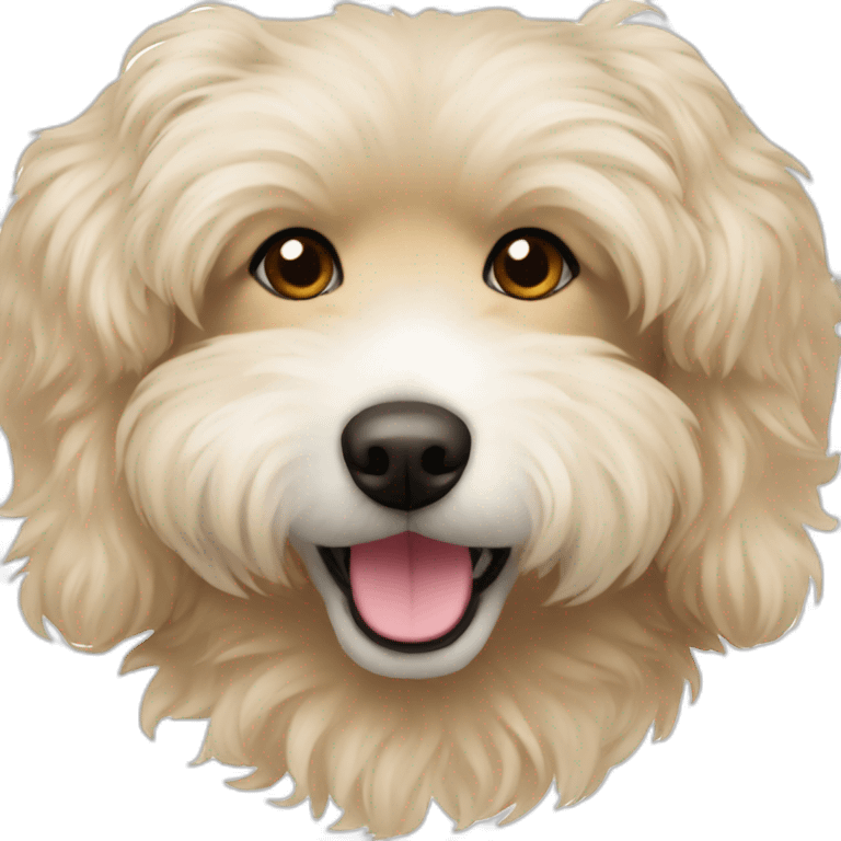 blonde brown eskipoo dog one ear up emoji