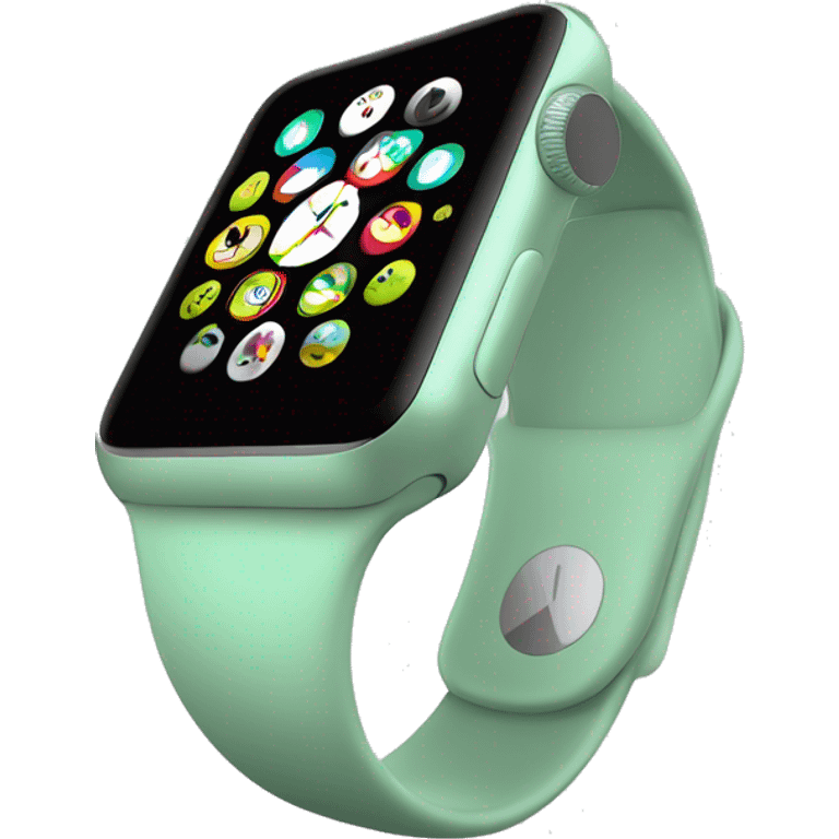 Realistic isolated mint green apple watch emoji