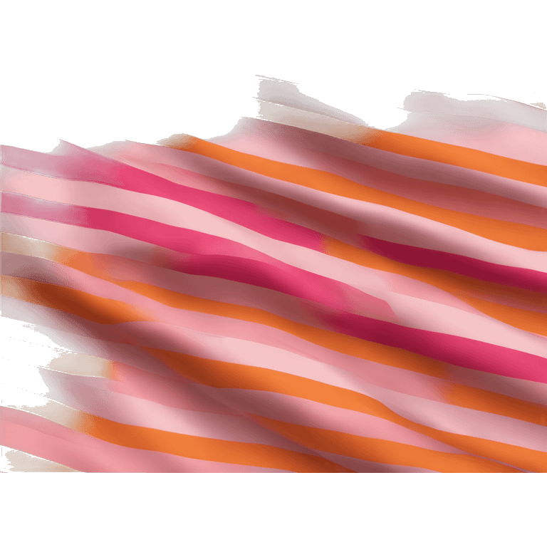 vibrant flag with seven horizontal stripes: dark orange, orange, light orange, white, pink, dusty pink, and dark rose. emoji