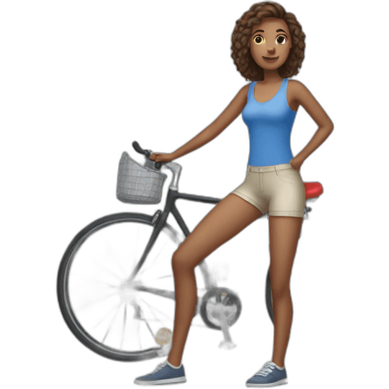 woman wearing shorts on bicycle emoji