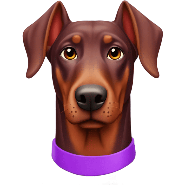 realistic red doberman with purple collar emoji