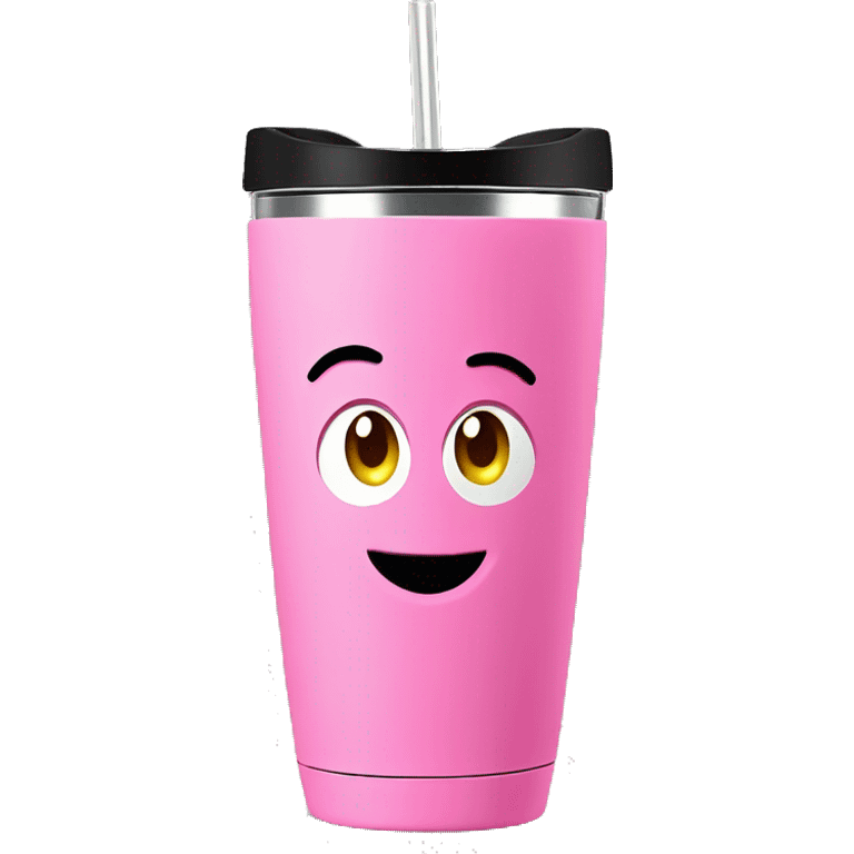 Pink 40oz tumbler cup with handle emoji